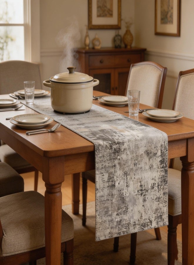 OYIMUA Soft Thick Waterproof Chenille Grey Table Runner 72 Inches Long Boho Abstract Spring Summer Rustic Dining Table Decorations for Home Indoor Outdoor - Image 2