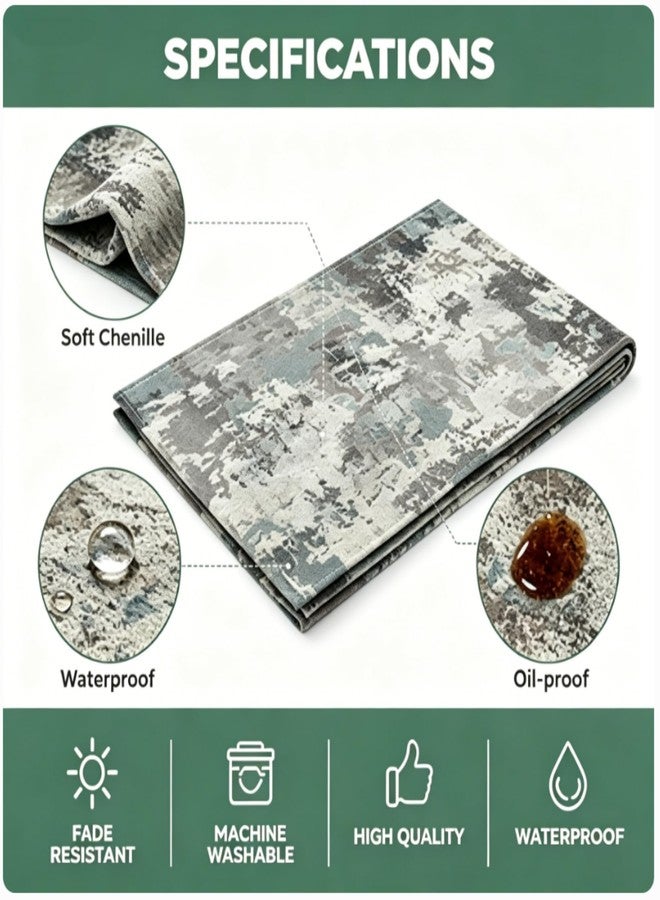 OYIMUA Soft Thick Waterproof Chenille Grey Table Runner 72 Inches Long Boho Abstract Spring Summer Rustic Dining Table Decorations for Home Indoor Outdoor - Image 4