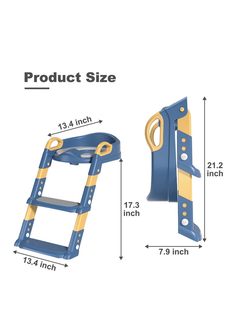MIXDE Potty Training Seat with Step Stool Ladder,Potty Training Toilet for Kids Boys Girls,Comfortable Safe Potty Seat with Anti-Slip Pads Folding Ladder - Image 4