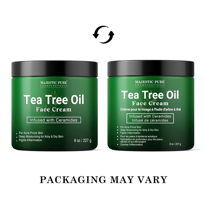 Majestic Pure Majestic Pure Tea Tree Oil Face Cream | Cream for Dry & Itchy Skin, Acne, Scar, Day & Night Moisturizer Face Cream for Women & Men | 8 Oz  - Image 3