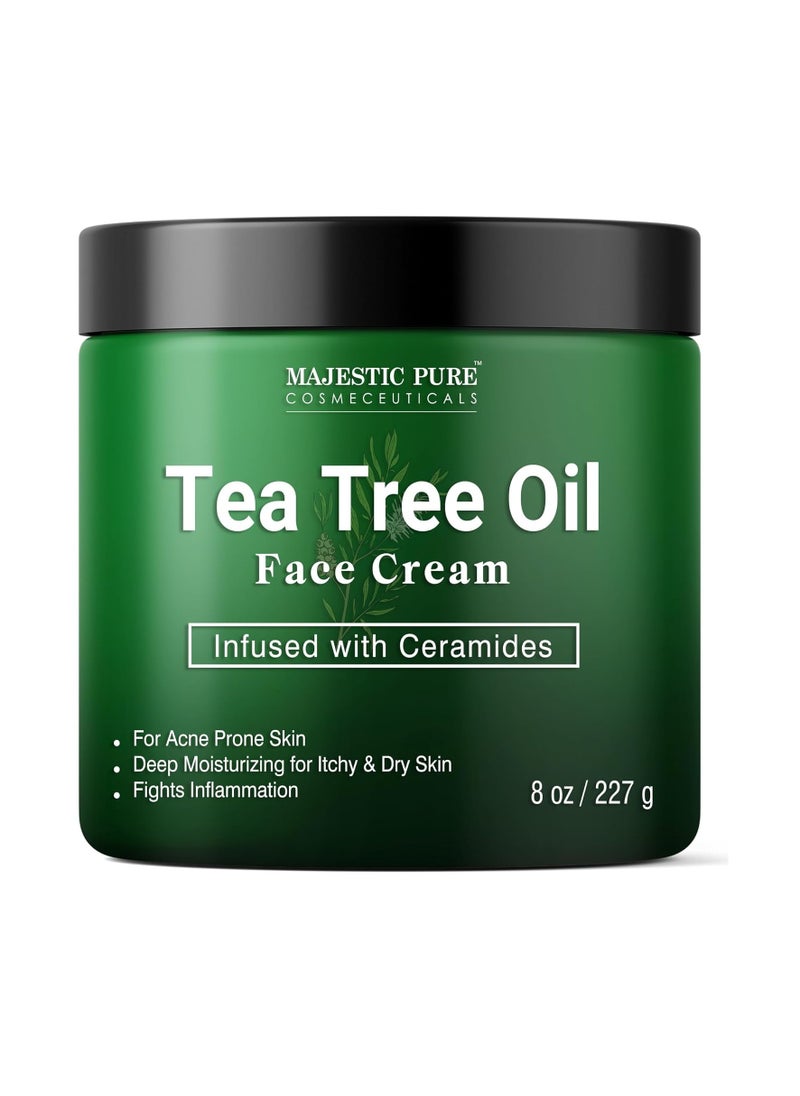 Majestic Pure MAJESTIC PURE Tea Tree Oil Face Cream | Cream for Dry & Itchy Skin, Acne, Scar, Day & Night Moisturizer Face Cream for Women & Men | 8 Oz  - Image 1