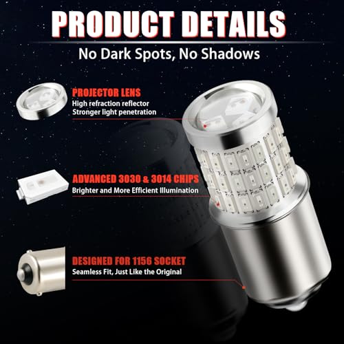 iBrightstar مصباح LED أحمر iBrightstar 1156، مصابيح فرامل BA15S 1141 LED فائقة السطوع لمصابيح الفرامل الخلفية ومصابيح الذيل، عبوة 2 - Image 5
