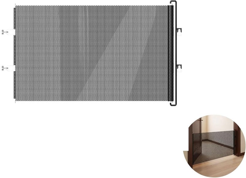 Ret Retractable Pet Fence, 19.7 X 49.2 in / 50 X 125 Cm, High-Density Mesh, Cat Gate for Indoor, Long-Lasting Polyester & Metal Frame, No Drilling, Includes Positioners & Hook - Image 3