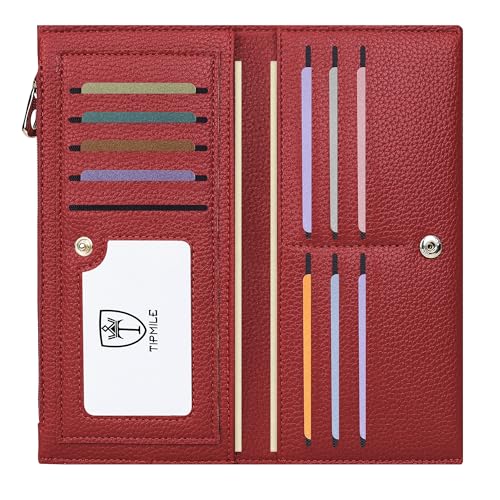 Tipmile Ultra Slim Wallet for Women Bifold Leather RFID Blocking Credit Card Holder Ladies Womens Wallet with Zip Pocket - Image 1