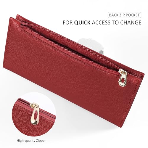 Tipmile Ultra Slim Wallet for Women Bifold Leather RFID Blocking Credit Card Holder Ladies Womens Wallet with Zip Pocket - Image 5