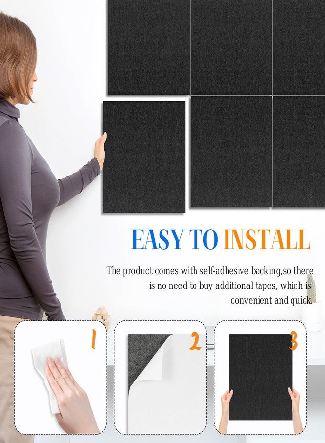 DOLLAR BOSS Felt Cork Board Tiles, 6 Packs 12" x 12" 1/2" Thick Cork Bulletin Board Self Adhesive Acoustic Panels Soundproof Corkboards for Walls with 60 Pushpins for Home Office Kitchen School, Black - Image 3