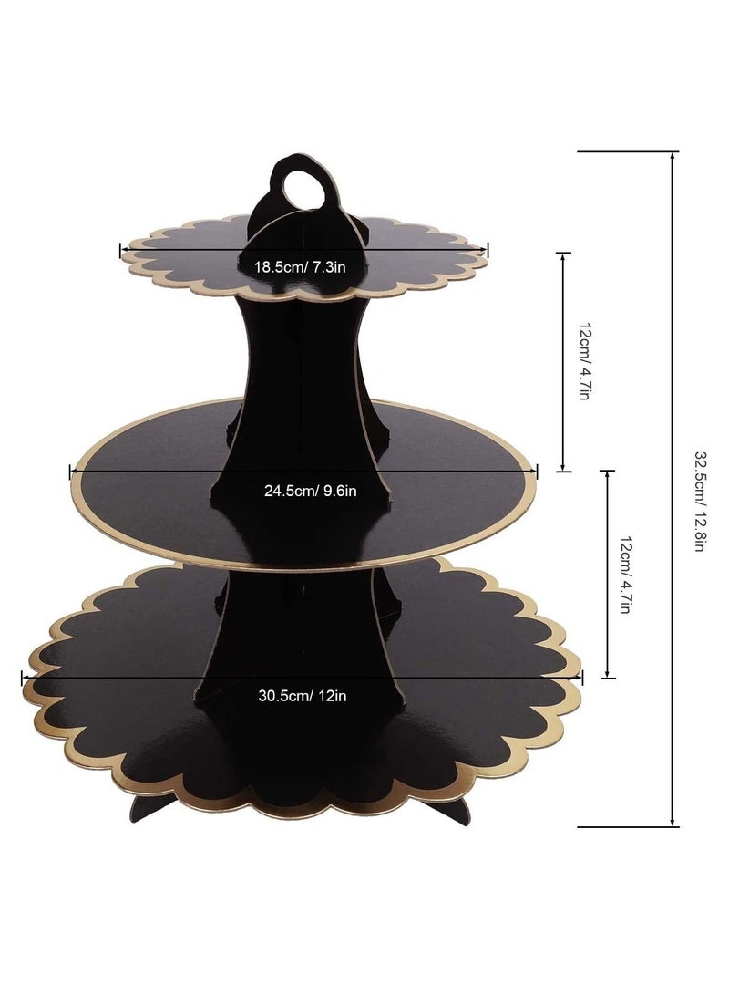 Y&D Cupcake Stand, 3 Tier Dessert Holder Cardboard Round Tower for Kids Baby Girls Themed Party Birthday - Image 3