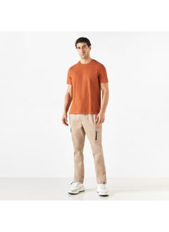 Iconic Iconic Textured T-shirt with Crew Neck and Short Sleeves  - Image 2
