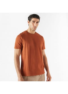 Iconic Iconic Textured T-shirt with Crew Neck and Short Sleeves  - Image 1