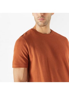 Iconic Iconic Textured T-shirt with Crew Neck and Short Sleeves  - Image 4