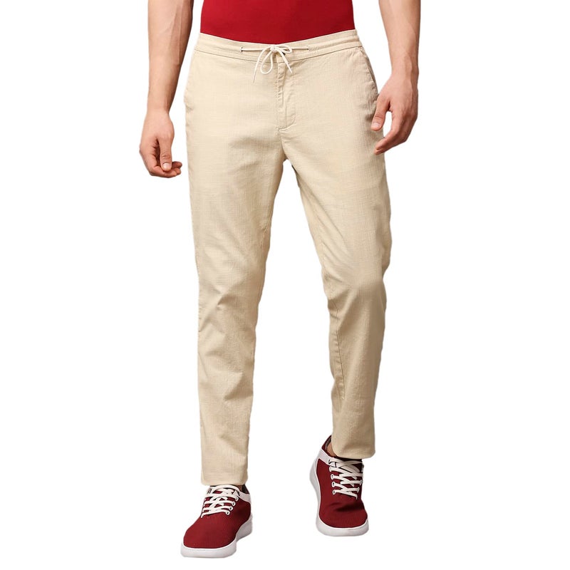Thomas Scott Men's | Comfort | Slim Fit | Mid-Rise | Drawstring Closure | Solid | 4 Pockets | Woven | Chinos | Trouser (CCBT07_Beige_38) - Image 2