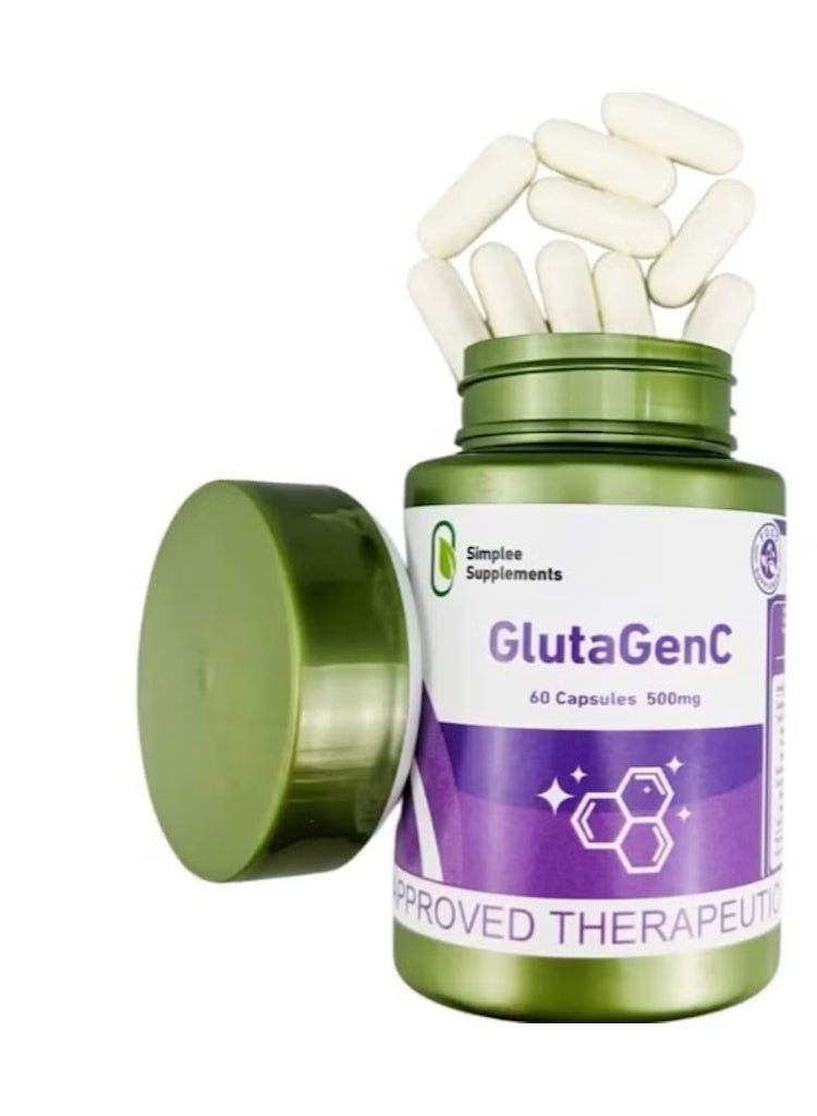 Simplee Supplements GlutaGenC 60 Capsules | 500mg | Glutathione + Vitamin C | Skin Radiance & Anti-Aging