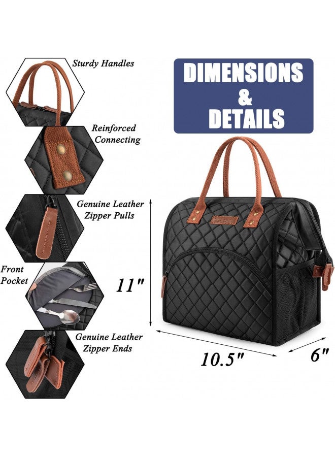 LOKASS LOKASS Lunch Bag Insulated Lunch Box Wide-Open Lunch Tote Bag with Removable Shoulder Strap for Women/Men Adults Work Picnic Hiking Beach Fishing(Black) - Image 5