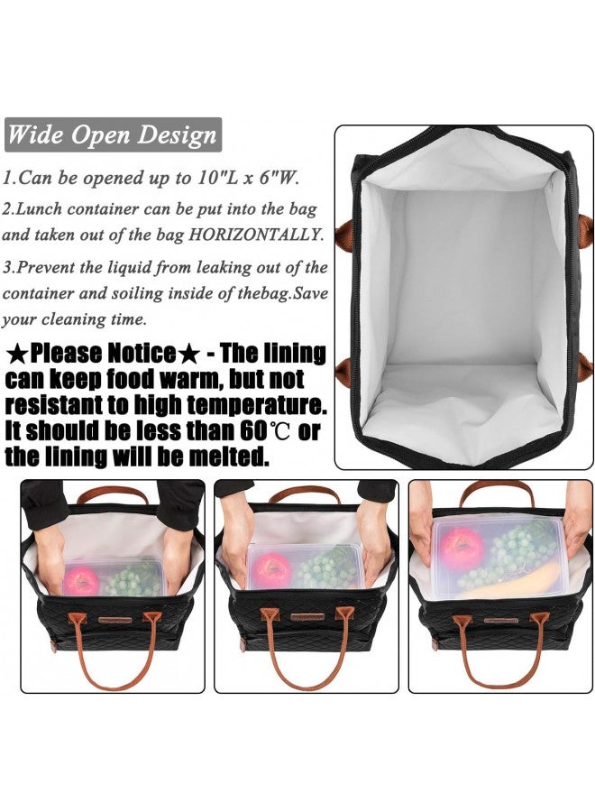 LOKASS LOKASS Lunch Bag Insulated Lunch Box Wide-Open Lunch Tote Bag with Removable Shoulder Strap for Women/Men Adults Work Picnic Hiking Beach Fishing(Black) - Image 2