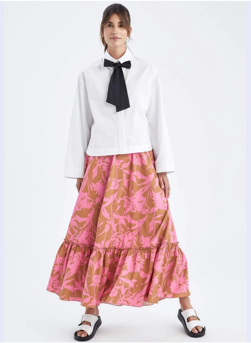 DeFacto Relax Fit Printed Maxi Poplin Skirt