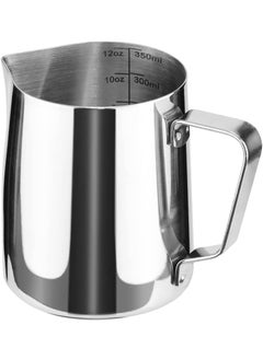 RKPM HOMES RKPM HOMES Milk Frothing Pitcher I Stainless Steel Frother Cup with Measurement Scale I Steaming Pitcher Coffee Milk Jug for Cappuccino Latte Art Espresso Machines Accessories Silver 350ml  - Image 1