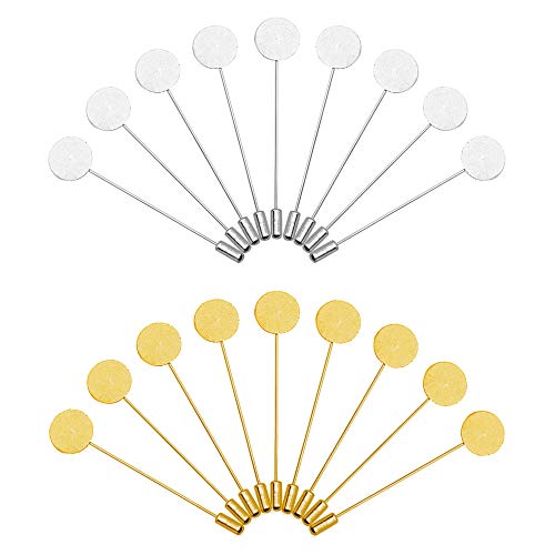 Oubaka 60Pcs Flat Round Tray Lapel Pin,Stainless Steel Safety Pins Stick Pins Brooch Pin Needle Suit Tie Hat pin Scarf Badge for DIY Costume Jewelry Making Accessories - Image 1