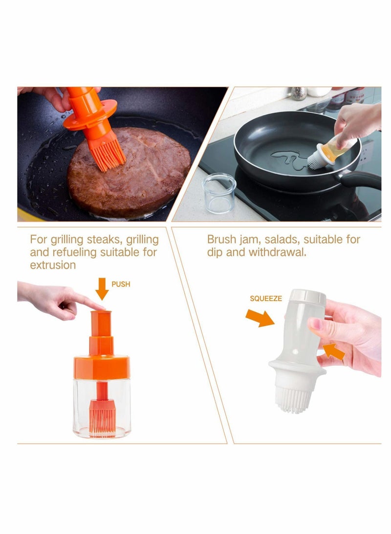 نيبمينينت Silicone Oil Brush Bottle Set, Dip & Squeeze Mode and Brush, Barbecue Kitchen Tool, Spray Dispenser with for Cooking Baking - Image 3