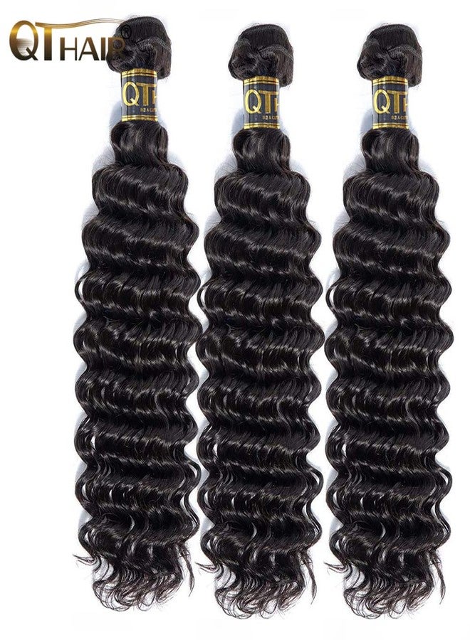 QTHAIR 18A Brazilian Virgin Hair Deep Wave Bundles Deep Wave Bundles Human Hair 100% Unprocessed Deep Curly Weave Natural Color(22 Inch) Brazilian Human Hair Bundle - Image 2
