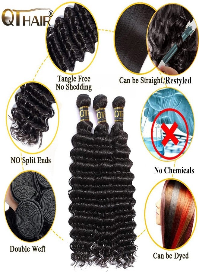 QTHAIR 18A Brazilian Virgin Hair Deep Wave Bundles Deep Wave Bundles Human Hair 100% Unprocessed Deep Curly Weave Natural Color(22 Inch) Brazilian Human Hair Bundle - Image 3