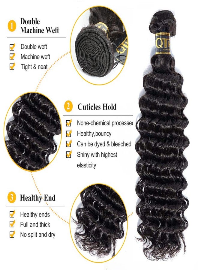 QTHAIR 18A Brazilian Virgin Hair Deep Wave Bundles Deep Wave Bundles Human Hair 100% Unprocessed Deep Curly Weave Natural Color(22 Inch) Brazilian Human Hair Bundle - Image 4