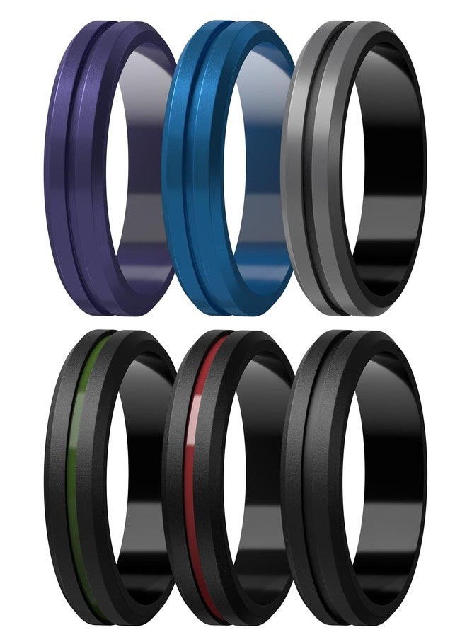 Egnaro Men's Silicone Ring 1/4/6 Multipack, Workout Travel Rubber Wedding Bands For Him, 8mm Width 2mm Thickness - Image 1