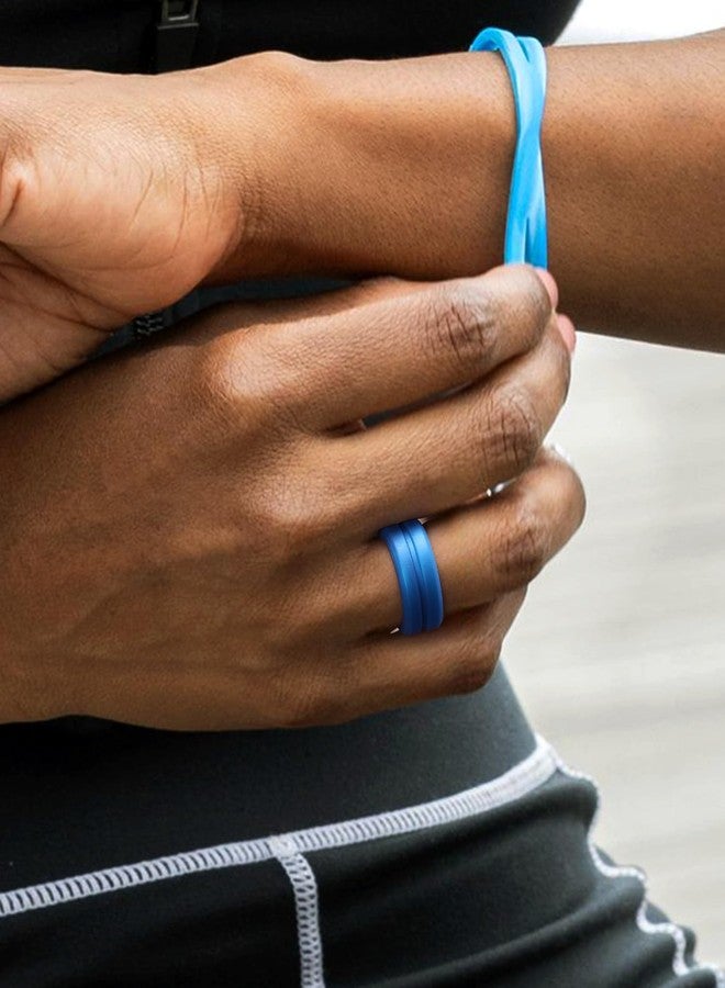Egnaro Men's Silicone Ring 1/4/6 Multipack, Workout Travel Rubber Wedding Bands For Him, 8mm Width 2mm Thickness - Image 3