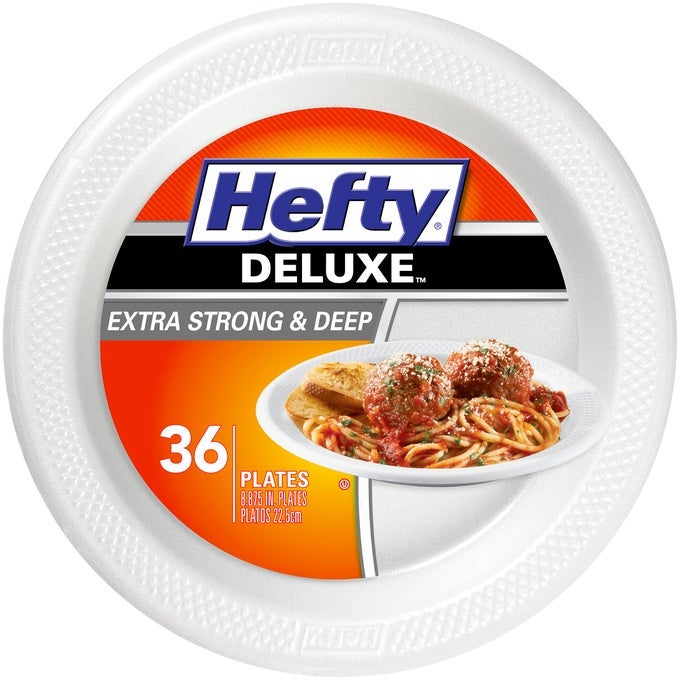 DELUXE LARGE ROUND FOAM PLATES 36 COUNT PACK OF 8