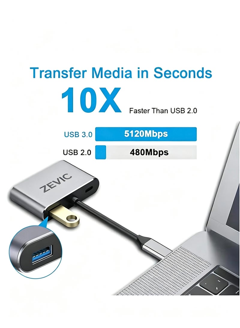 ZEVIC 4 in 1 USB C HUB Docking Station, Type C Adapter to 4K HDTV VGA, USB 3.0 PD Fast Charge Splitter for MacBook Notebook Laptop Computer - Image 4