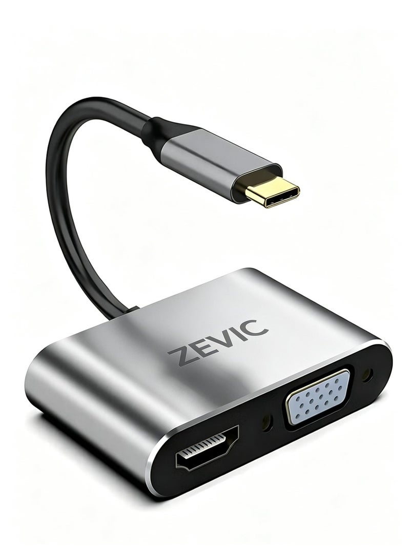 ZEVIC 4 in 1 USB C HUB Docking Station, Type C Adapter to 4K HDTV VGA, USB 3.0 PD Fast Charge Splitter for MacBook Notebook Laptop Computer - Image 2