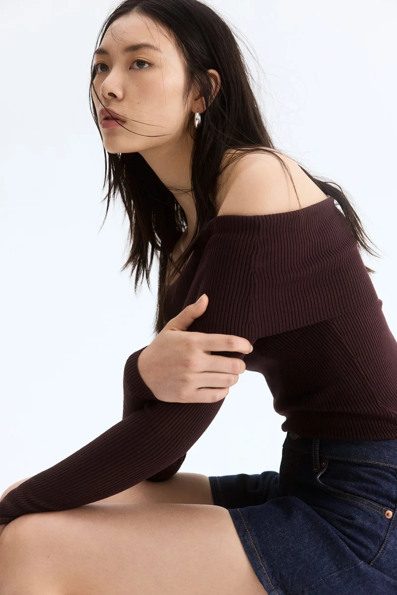 H&M Rib-knit off-the-shoulder top