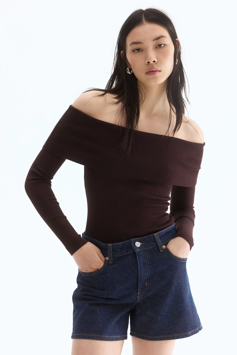 H&M Rib-knit off-the-shoulder top