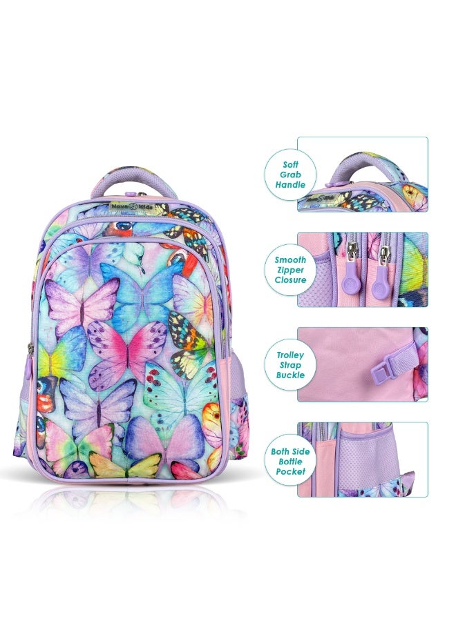 Nova kids حقيبة مدرسية للأطفال نوفا - فراشة بنفسجية، 17.5" - Image 5