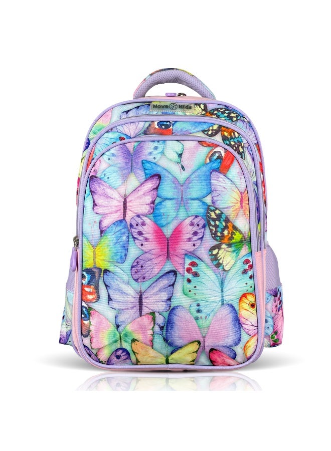 Nova kids حقيبة مدرسية للأطفال نوفا - فراشة بنفسجية، 17.5" - Image 1