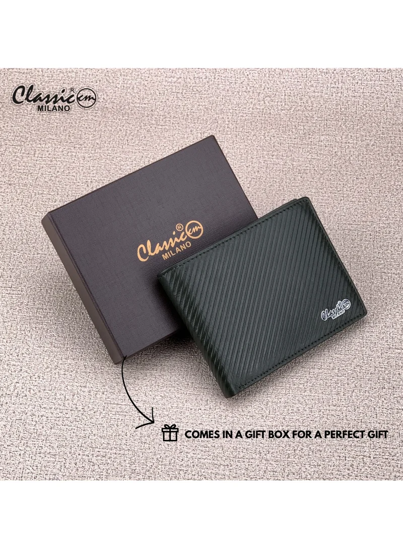 Classic Milano Green (CNH-11) Classic Milano Genuine Leather Wallet for Men – Slim Bifold Men’s Wallet with RFID Blocking, Multiple Card Slots – Stylish Mens Purse Wallets Gift for Husband, Father for Men | Best Price UAE