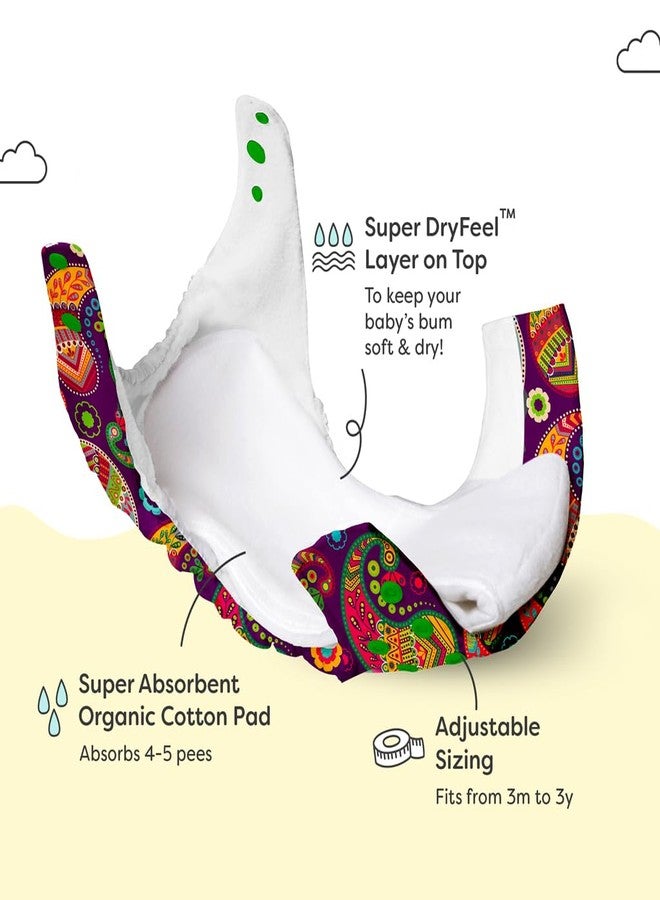 سوبربوتمز حفاضات قماشية SuperBottoms UNO مقاس واحد، عبوة من قطعتين (غطاء خارجي مقاوم للماء + حفاضة قطنية عضوية جافة الملمس) قابلة للغسل وإعادة الاستخدام، مناسبة للأطفال من عمر 0 إلى 3 سنوات - Image 3