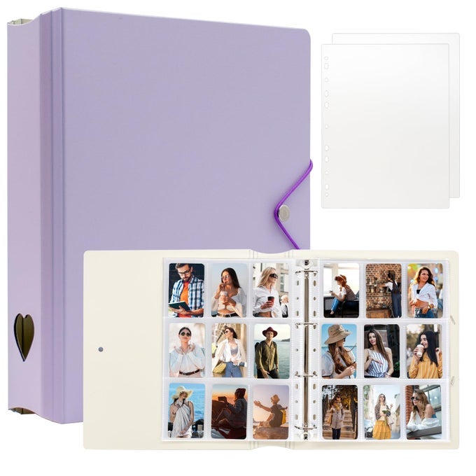 A4 KPOP PHOTOCARD BINDER WITH 25 PAGES 9 POCKET 2X3 INCH KPOP PHOTOCARD HOLDER BOOK PHOTO ALBUM FOR FUJIFILM INSTAX MINI CAMERA POLAROID PRINTER PHOTO FILM PURPLE