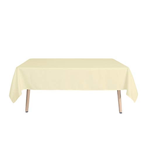 sancua Rectangle Tablecloth - 60 x 84 Inch - Stain and Wrinkle Resistant Washable Polyester Table Cloth, Decorative Fabric Table Cover for Dining Tables, Buffet Parties and Camping, Beige - Image 2