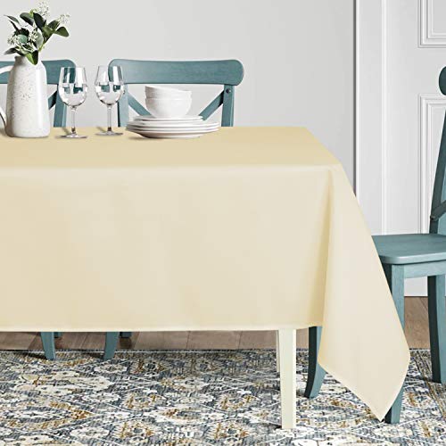 sancua Rectangle Tablecloth - 60 x 84 Inch - Stain and Wrinkle Resistant Washable Polyester Table Cloth, Decorative Fabric Table Cover for Dining Tables, Buffet Parties and Camping, Beige - Image 3