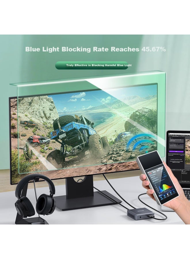 Mryc Anti-Blue Light Screen Protector For Computer Monitor, Desktop Screen Protective Film, Anti-Radiation Eye Protection Blue Light Filter Cover Acrylic Hanging 23-Inch 16:9 Green Film - Image 2