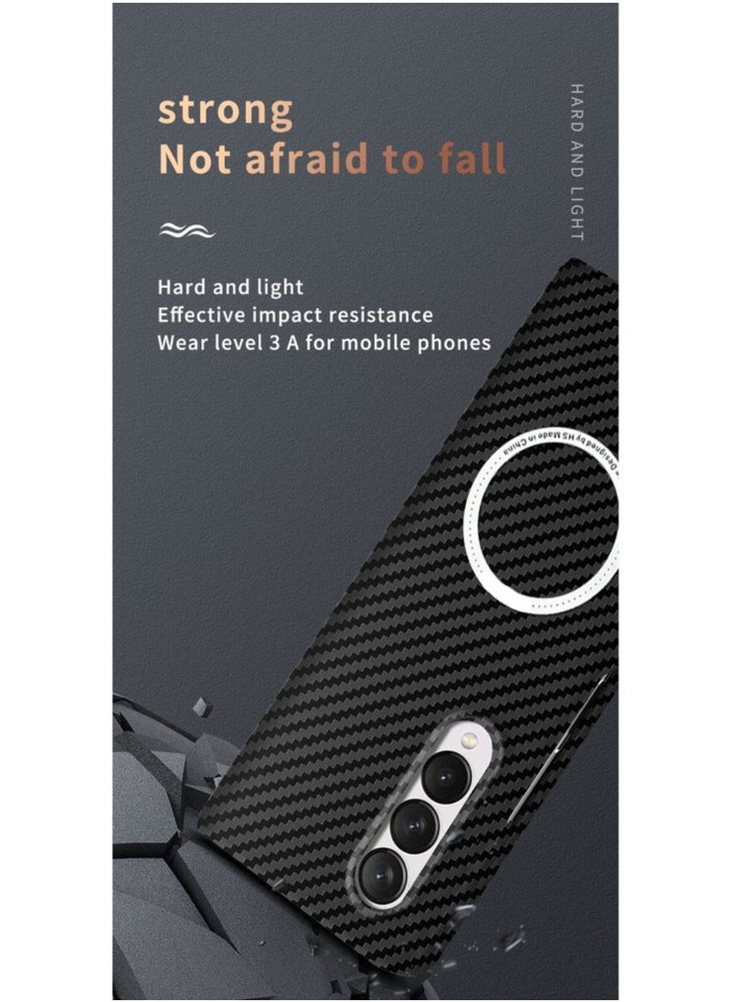 Aookay - Case for Samsung Galaxy Z Fold 3 Case Compatible with Magsafe Charger, Carbon Fiber Pattern Slim Shockproof Anti-Drop Case for Z Fold 3 ( Black) - Image 1
