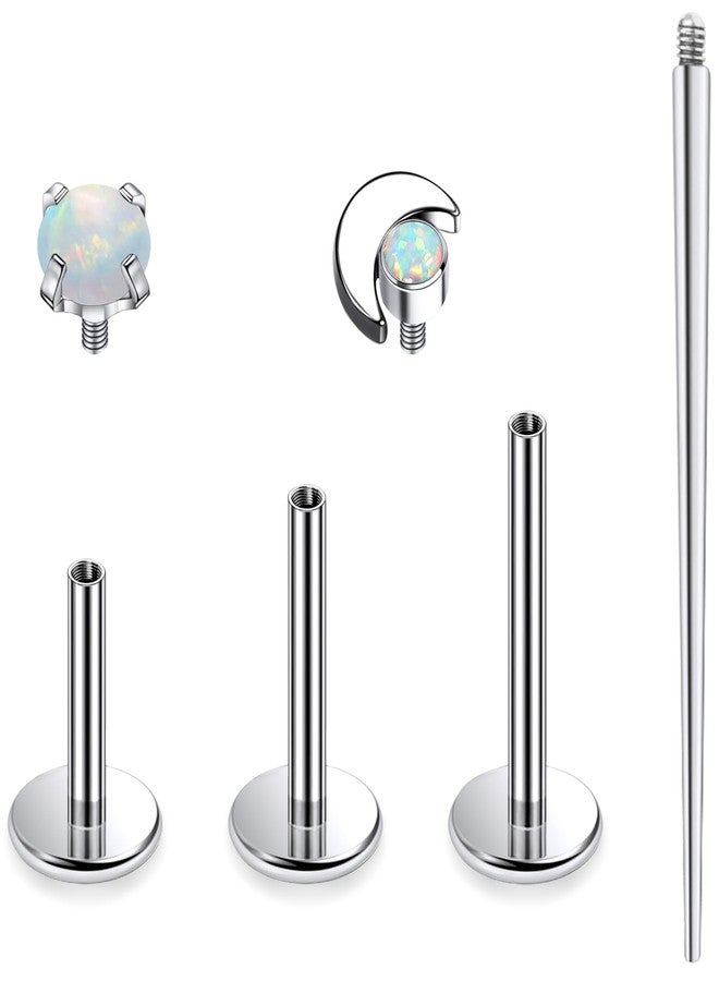 رويفان أقراط شفاه مسطحة من التيتانيوم من رويفان، ذات خيط داخلي، مرصعة، حلقات أنف، 16G، أوبال أبيض قمري، غضروف الزنمة، شحمة الأذن، روك، حلزون، كونش، لابريت، ميدوسا، مجوهرات ثقب للنساء والرجال - Image 1
