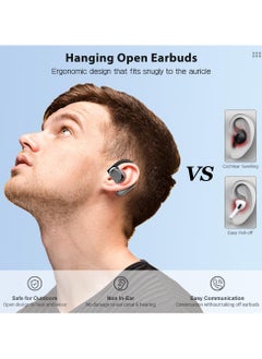 General Open-ear headset with ear hook, Bluetooth 5.4 wireless earbuds with microphone, LED display, immersive stereo sound, clear calls for gym workouts, sweat-proof air conduction headset for Android iPhone  - Image 3