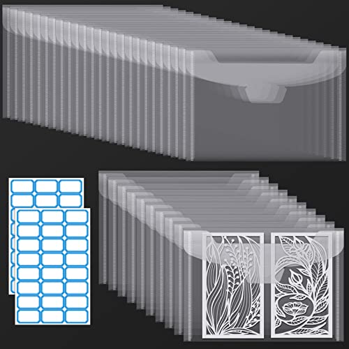 Pllieay 35pc Clear Stamp and Die Envelopes, Scrapbooking Storage Die Cuts for Card Making, Stencil Storage (7.5 x 5.5 Inch) - Image 1