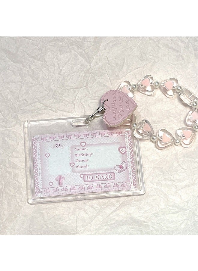 Acrylic Photocard Holders Keychain ID Badge Holder with Spiral Wrist Coil Transparent Card Waterproof Photo Protector for School Office Access Women Girls (Pink, 2Pcs) - Image 4