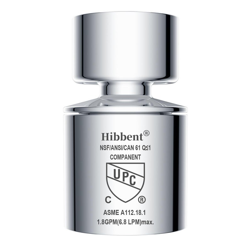 Hibbent NSF/ANSI/CAN 61 Certified Faucet Aerator, CUPC Certification 360Â° Swivel Kitchen Sink Aerator, Dual-function Sprayer Faucet Head, Faucet Replacement Part 55/64 Inch Female Thread - Chrome - Image 1