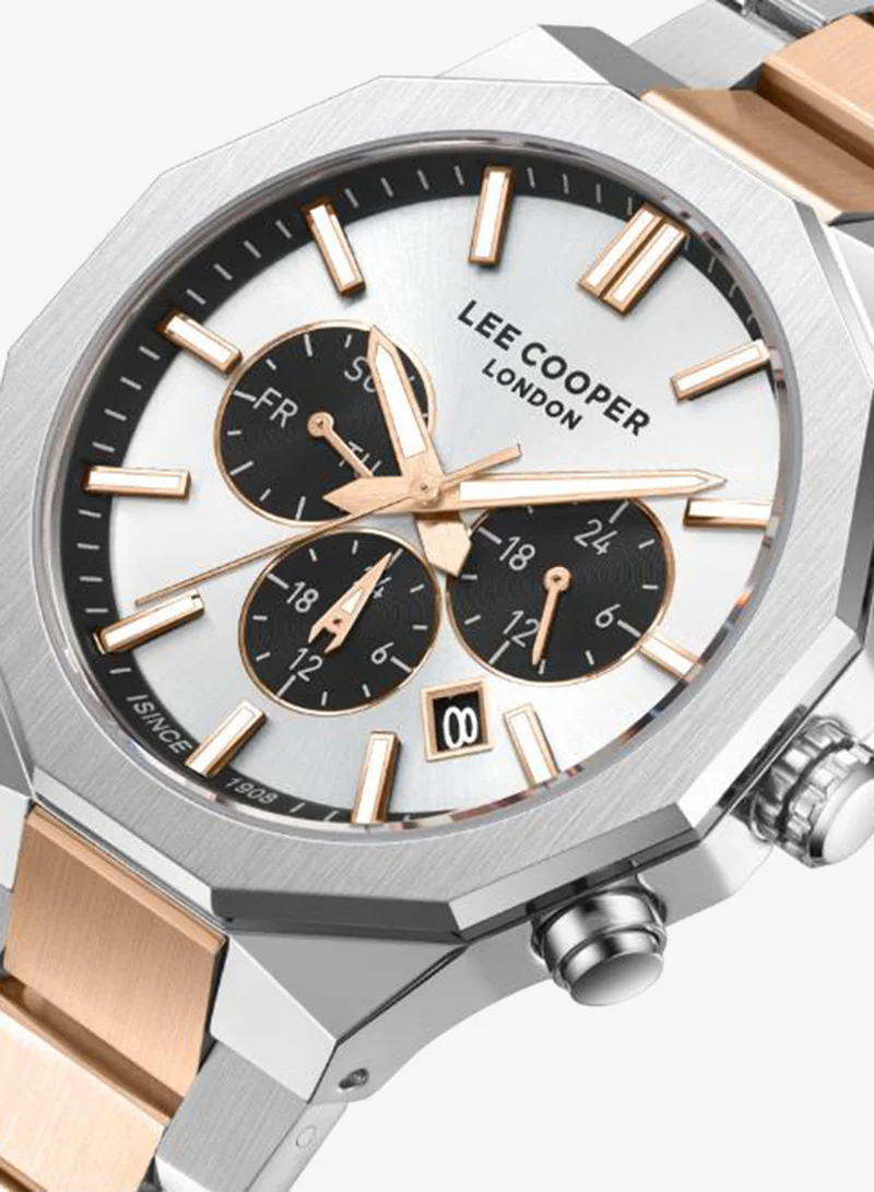 Lee Cooper TWO TONE ROSE GOLD Men's Metal Multi Function Watch LC08218.530 - 26 mm for Men | Best Price UAE