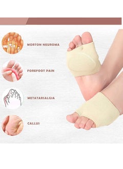 SYOSI Metatarsal Pads Ball of Foot Cushions Metatarsal Foot Pads for Pain Relief Gel Pads Cushion for Metatarsalgia Neuroma Fabric Metatarsal Sleeve Pads for Women Men Beige 1 Pair  - Image 3