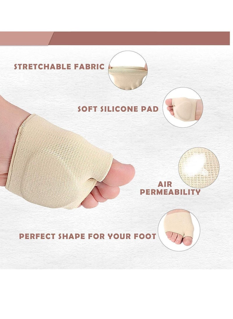 SYOSI - Metatarsal Pads Ball of Foot Cushions Metatarsal Foot Pads for Pain Relief Gel Pads Cushion for Metatarsalgia Neuroma Fabric Metatarsal Sleeve Pads for Women Men Beige 1 Pair - Image 1