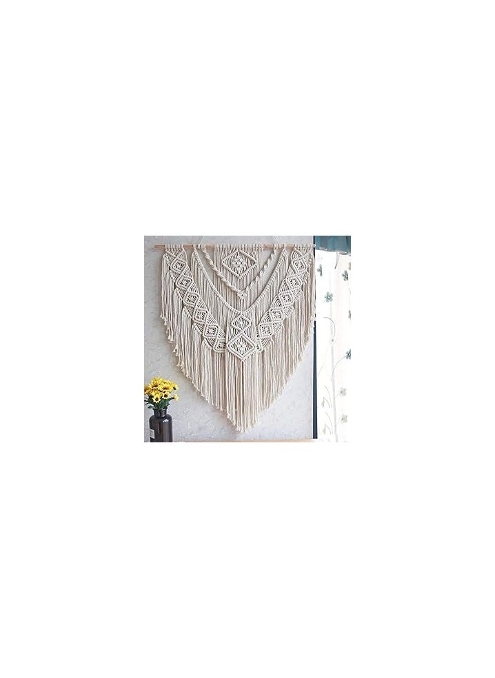 ماركة غير محددة - ال اس اتش سي اكس مكرمية معلقة على الحائط من الخشب الطافي لديكور المنزل وغرفة النوم وغرفة المعيشة والمعرض، هدايا مثالية مصنوعة يدويا، 23.6 انش عرض × 23.6 انش طول، بيج - Image 1